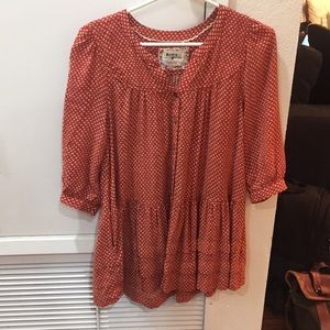 Red floral print top